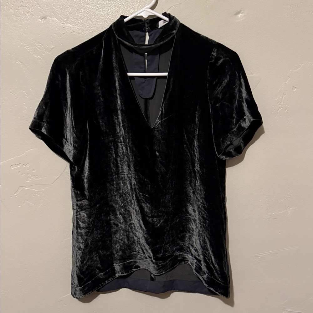 Madewell Black Velvet Blouse XSmall